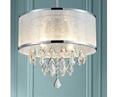Pendentif moderne Cristal Tambour Lustre Éclairage Plafonnier Luminaire Lampe Salle à manger Salle de bains Chambre à coucher Salon 4 E14 Ampoules Nécessaires