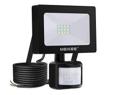 Projecteur LED détecteur de mouvement MEIKEE, 10W 1000LM 6500K spot led exterieur avec detecteur IP66, lampe de sécurité idéal pour un éclairage public, garage, couloir, jardin, etc