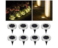 Wilktop Lampes Solaires pour Lampe Solaire de Jardin Lampadaire Blanc Chaud avec 8LEDs Lampadaire LED Extérieur IP65 8er dans la Lampe Extérieure solaire