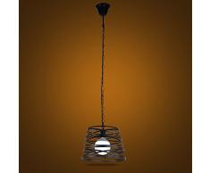 NIUYAO Lampe Suspension Lustre Style Cylindre en Métal Industriel Vintage Chandelier Hanging Light Réglable-Noir