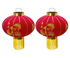 Trango Lot de 2 chinoise Ø 500mm de tissu intérieur et extérieur pendule LT500-02 Lanterne rouge - porte-bonheur Lanterne du Nouvel An chinois I Lanterne de mariage - de fête - Rouge