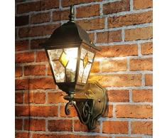 Rustique Applique murale en antikgold avec LED 230 V 1 x 12 W E27 Lampe murale en aluminium et verre pour jardin/terrasse jardin voie terrasse Ampoules Lampe éclairage extérieur
