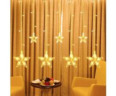 Rideau Lumineux 12 Étoiles LED,Rideau Lumière Extérieur/Intérieur IP65 8 Modes 2.5M*1M,Fonction de Minuteur avec Télécommande RF,12 Crochets,Déco Maison,Fenêtre,Mariage,Noël,Soirée,Basse Tension 30V