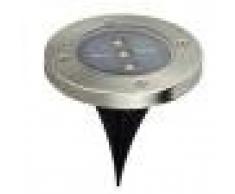 Lumière Solaire Enterré au Sol 3-LED Lampe Rond en Acier Inox pour Chemin de Jardin - Blanc Froid