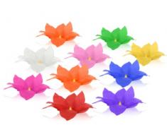 Lot de 10 lanterne flottante en papier thaï multicolore bougie chauffe plat comprise Nymphea forme fleur de Lotus manifestation nocturne décoration romantique piscine bassin lac fleuve lumière nautique eau mariage anniversaire