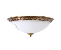 FABAKIRA Plafonnier Classique Rond avec Abat-Jour Lumineux Plafonnier Bronze Verre Mat