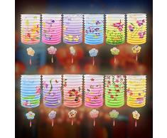 BUZIFU Lot de 12 Pièces Lanterne en Papier Plissée Pliable Lanterne Chinoise Lampion Japonais Lampe Multicolore Bleu Rose Jaune Violet pour Décoration de Chambre Enfant Bébé Extérieur Mariage Fête