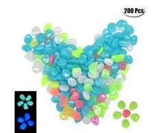 Yueser Galet Lumineux, 200 pcs Couleur Pebbles Rocks Pierres Luminescentes Excellent pour Aquarium Pot de Fleurs et Décoratives Jardin Cour(Couleur+Blue)