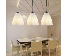 Durable 50 * 100cm Lustre, personnalité LED Lustre Pendentif Trois circulaire Chuck Haute fer Capacité de chargement, abat-jour en verre blanc laiteux décoration