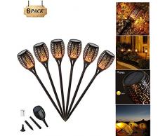 Jardin Lampadaire La lampe à flamme solaire émule un effet de flamme réaliste 96LED Etanchéité IP65, Exterieur Yard Deck Mariage Fête (6 pièces)
