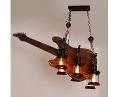 Pendentif Lumière Nuances Nouvelle personnalité Creative Guitare Forme Forme Lustre en bois massif Taille 95 * 42 (cm) Lampe Éclairage Café Bar Restaurant