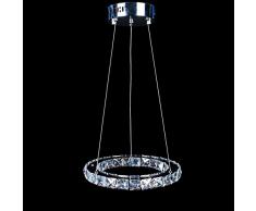 ELINKUME Bagues de ? 30cm LED Lustre de cristal, lampes suspendues bricolage, cable longueur r¨¦glable (19W Blanc)