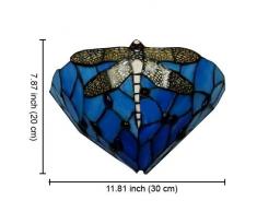 BAYCHEER Applique Murale Style Tiffany Lampe Libellule Rustique Abat-jour en Verre Eclairage Decoratif