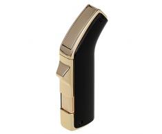 PIPITA Coupe-vent Briquet à gaz Briquet allume cigare double lampe torche Jet Flamme bleue rechargeables gonflable allume-cigares D0343, noir