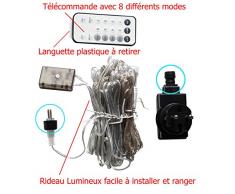 Nouveauté 2018 Rideau Lumineux 300 LED 3Mx3M, LED incrusté au fil, plus sur et facile à installer.