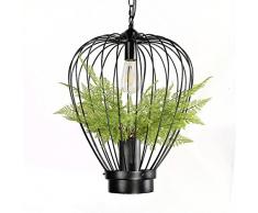 Rétro Ancien Lustre Industriel Minimalisme Le Fer Fleurs Artificielles Suspension 1-Lumière Bar Grenier Lampe Suspendue Salon Salle à Manger Chambre Étude Éclairage de Plafond Ø40cm * H43cm E27