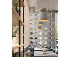 yjlight Suspension Suspension éclairage lampe moderne Ciment béton en métal corde chanvre Deco Fer à Repasser Lustre Lampe réglable en hauteur pour salon Restaurants Cave Bars Salon E27