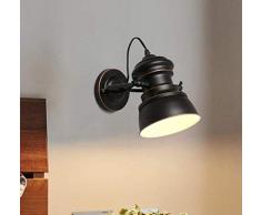 YBQ Fashion Applique Murale Vintage Industrielle Réglable Applique Murale en Métal Style Rustique Noir Corps De Lampe en Fer Forgé, Noir, A Energy Saving