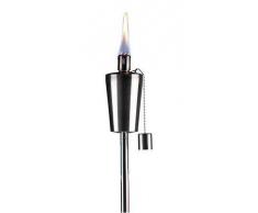 TORCHE EN INOX BOUGIE EXTERIEUR FLAMBEAU POUR ECLAIRAGE DE TERRASSE OU JARDIN LAMPE A HUILE 115CM