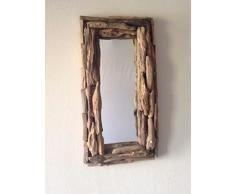 Miroir rectangulaire en bois flotté, fait main, style shabby chic rustique, suspension murale Commerce équitable.