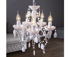 Rétro lustre en acrylique POMP | Ø 40 cm, blanc, 5 tambours branches | suspension style baroque