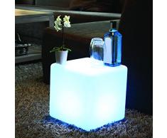Mr.Go 40cm Imperméable Cube Lumineux LED pour Extérieur et Intérieur avec Télécommande, 16 RGB Couleurs, 8 Luminosité Dimmable, Changeant de Couleur Lampe de Nuit Cube Tabouret Siège Cube pour Maison