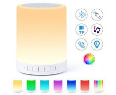 Lampe Haut-parleur Bluetooth, Veilleuse Smart Touch avec Musique Bluetooth, Lampe de Chevet RVB à Couleur Changeante Pour Chambre à Coucher, Haut-parleurs Portables avec Lumière dambiance