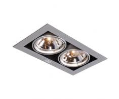 QAZQA Design / Moderne / Double Plafonnier – Spot de plafond encastré Oneon Metal Rectangulaire Compatible pour LED G53 Max. 2 x 50