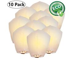 ANDERK Lot de 10 Lanternes Volante Chinoises pour Noël, Nouvel An, Wish Party & Mariages - Matériaux écologiques, ignifuges, 100% biodégradables