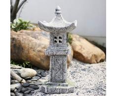 zenggp Lanterne Solaire Japonaise Jardin Pagode Antique Ornement Sculpture Extérieure Résine Décor Sculptéà La Main,A+Height80cm