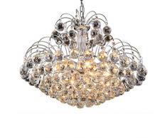 Louvra Lustre en Cristal Moderne Design Finition Chromée Eclairage de plafond Pendentif Plafonnier Luminaire Intérieur Chambre Bureau Salle à manger Salon Hôtel Restaurant Bar