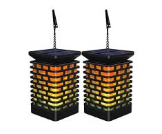 Fortand Lanterne solaire Lumières de Lanterne Extérieur lanterne avec Effet de Flammes Lanterne Suspendue de Décoration Pour Jardin Chambre Patio Paysage Deck Noël Fête Camping