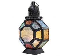 Lewondr Lanterne Marocaine en Métal Rétro, Chandelier en Fer Photophore Marocain pour lExtérieur au Jardin, Lampe Lanterne pour Bougie Chandelle Décoration de Maison Orientale - Noir + Coloré