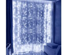 LED Guirlande Lumineuses Rideau, Speclux 3mx3m 300 LED Rideau Lumineux IP44 étanche, 8 mode Lumières Décoratives pour intérieur et extérieur, Maison, Jardin, Fête, Noël, Mariage, Anniversaire (Blanc)