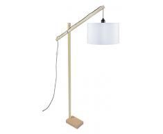 Tosel 95240 Pilori Lampadaire Liseuse Bois Hêtre/Coton Naturel/Écru 800 x 1400 mm