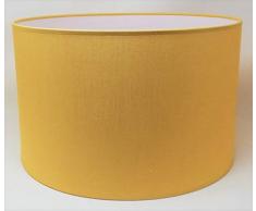 Abat-Jour Cylindrique Tissu en Coton Fait à la Main, pour Lampe de Table, Suspension, Lampadaire (Ocre, Diamètre 25 cm x Hauteur 20 cm)