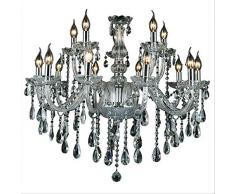 SAILUN Cristal Lustre classique Suspension Transparent Suspension Plafonnier Laiton antique cristal lustre 15 ampoules E14 (10 + 5 lumières)