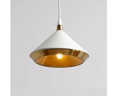 HangRay Plafonnier rétro Simple, Abat-Jour Conique réglable de Couleur dor à tête Unique réglable de Conception de Parapluie Conique G9, pour la Chambre de Restaurant,Blanc,30cm