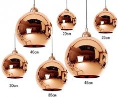 Lustre moderne en cuivre effet miroir boules de cuivre Plafonnier Lustre LED 35cm
