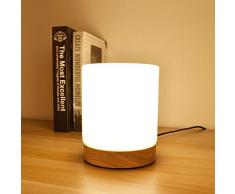 Lfixhssf Lampe de table Petite Nuit Nordic Light Creative bois Lampes de table for Salon Chambre Salle détude Chevet cylindrique en verre abat-jour E27 Lfixhssf