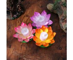LEDMOMO Lanterne flottante à LED Lotus Bougie Bougie Fleur Artificielle Décoration de Piscine pour Fête Festival (Blanc+Violet+Orange+Rose+Rouge)