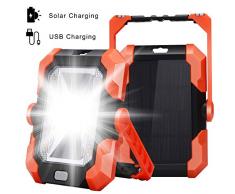 Leolee Projecteur LED Rechargeable Charge solaire Projecteur Chantier 20W 1500LM Lampe de Travail Lanterne Portable avec Rotation à 360° Poignée Réglable et Magnétique