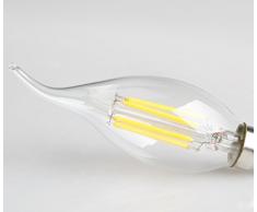10X E14 Ampoule Edison,4W Ampoule de Filament LED,Blanc Froid 6500K,C35 Edison LED,Forme Bougie,400LM,Super Brillant Ampoule Vintage,AC220V