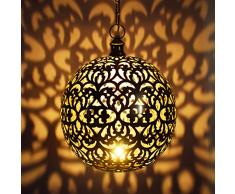Lampe Suspension Luminaire marocaine Arpana 40cm Argent E27 Douille | Plafonnier Lustre de Salon marocain oriental | Lanterne électrique indienne Vintage design décoration de maison orientale arabe