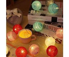 ELINKUME Boule Guirlande Lumineuse Corde Multicolore Boule de Lanterne 20LED Boule de Laine 3.3M Lumière datmosphère Décoration de Fête/Intérieure