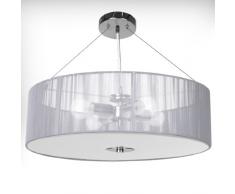 Suspension plafonnier - A++ à E - en tissu - verre opale - Argent - Ø50 cm - 4 douilles - DIVERSES COULEURS AU CHOIX