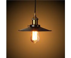 Lampe Suspension Vintage, Elfeland E27 Lustre Plafonniers Style Retro Industrielle, 2M Câble de 3 Fils Réglable, DIY Plafonnier Abat-jour Installation Facile au Café, Restaurant, Couloir etc