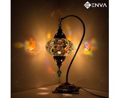 Lampe de table en mosaïque turque, superbe style marocain, abat-jour unique en forme de globe, col de cygne (Huit)