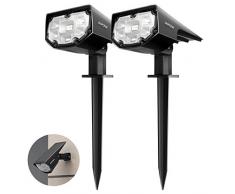 【2 Pack 12 LED】 Mpow Spot Solaire Extérieur, Lampes Solaires Etanche IP67 Projecteur Solaire Réglable avec Panneau Solaire 180° Eclairage Extérieur Solaire pour Jardin, Extérieur, Chemin, Allée