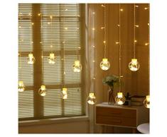 Tobaling Rideaux Lumineux Guirlandes Lumineuses 12 Étoiles 138 Leds Eclairage Décoration pour Noël Fête Vacances Mariages Fenêtres (Bouteille, Blanc chaud)
